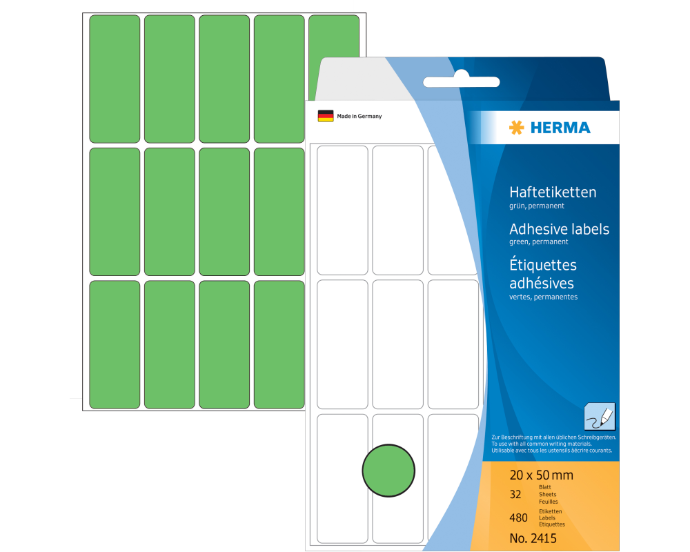 HERMA Etiketten 20×50mm 2415 grün 480 Stück