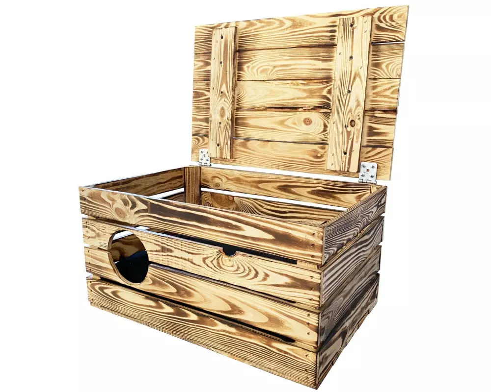 Holz Zollhaus Korbhöhle Vintage geflammt XXL, 59 x 40 x 32 cm