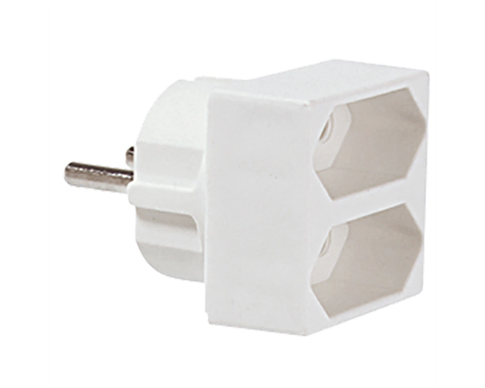 BACHMANN Euro-Doppelstecker, 1x Schutzkontakt-Stecker, 2x Euro-Buchse