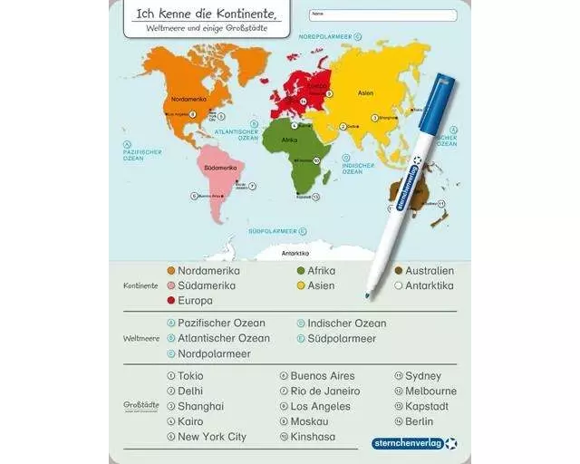 Ich kenne die Kontinente, Weltmeere und Großstädte
