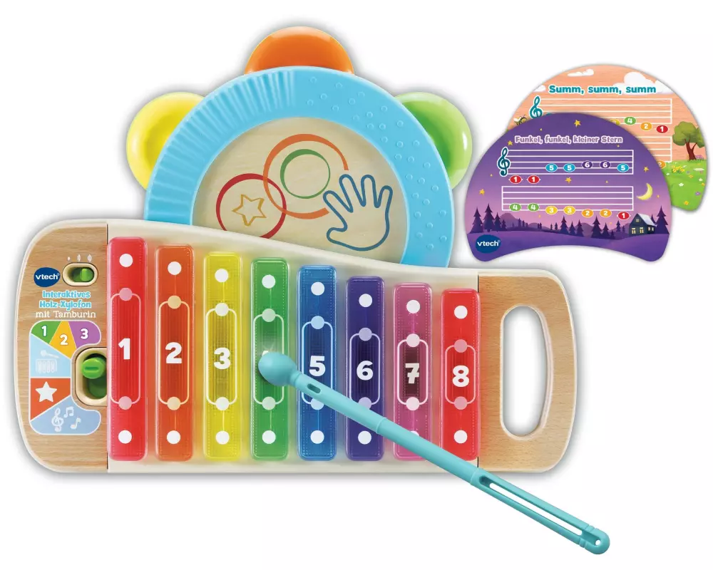 Vtech Musikspielzeug Interaktives Holz-Xylofon mit Tamburin -DE-