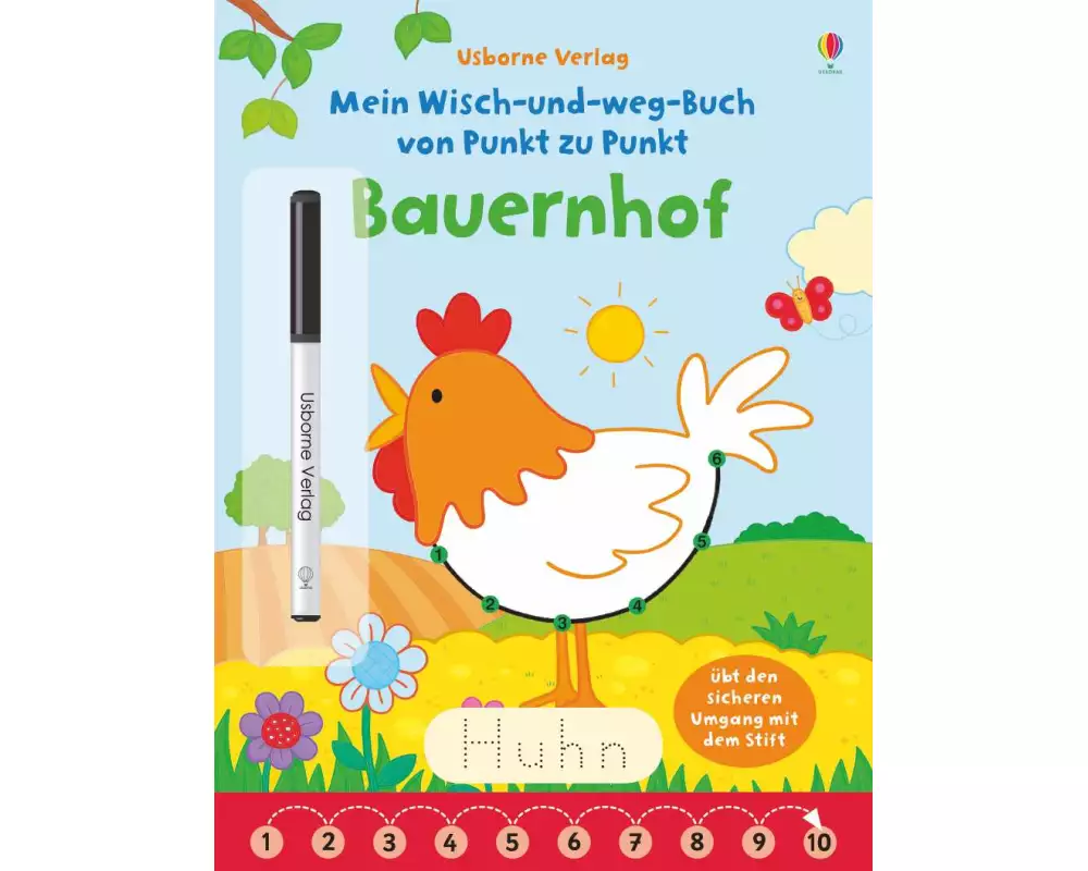 Mein Wisch-und-weg-Buch von Punkt zu Punkt: Bauernhof