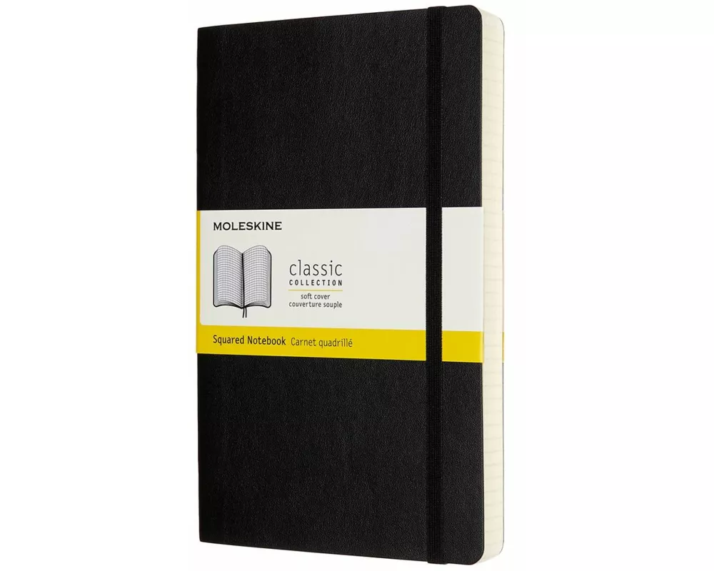 Moleskine Notebook L/A5, Squared, Expanded, Soft Cover, Black