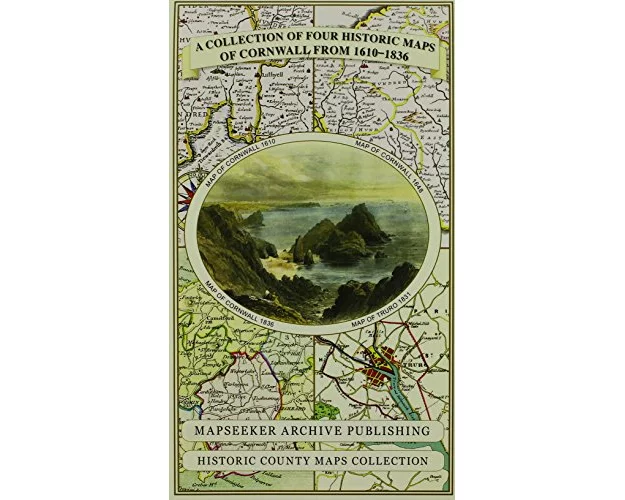 Cornwall 1611 - 1836 - Fold Up Map that features a collection of Four Historic Maps, John Speed's County Map 1611, Johan Blaeu's County Map of 1648, T