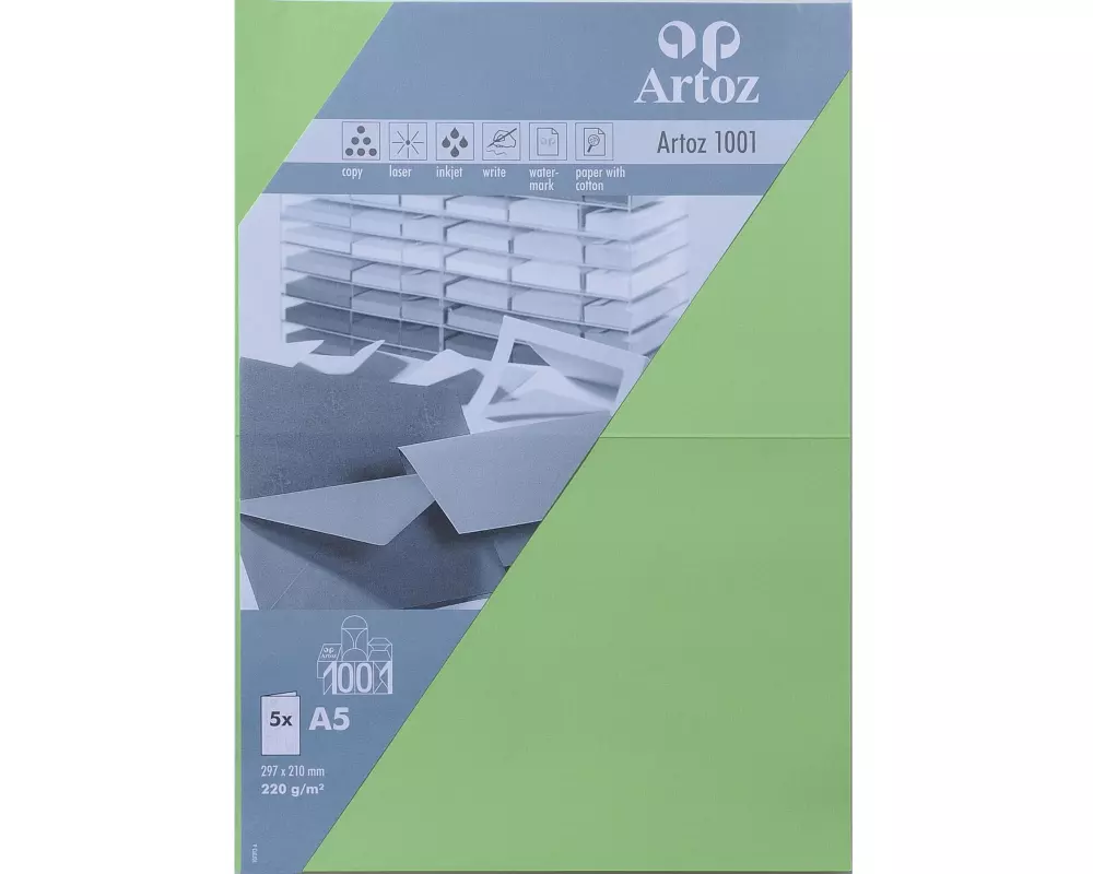 Artoz Blankokarte 1001, A5, 5 Blatt, Birkengrün