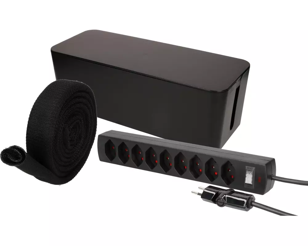 Max Hauri Kabelbox mit Steckerleiste 9x T13 Schwarz