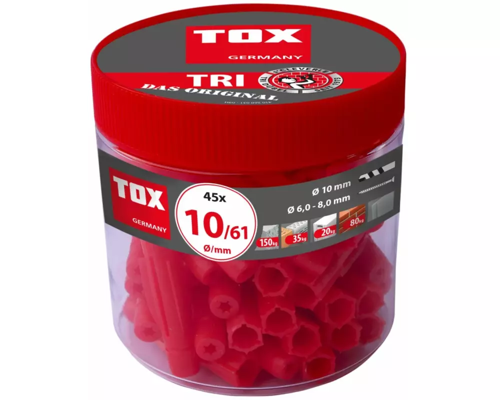 Tox-Dübel Allzweckdübel Tri 10x61 mm, Dose à 45 Stück
