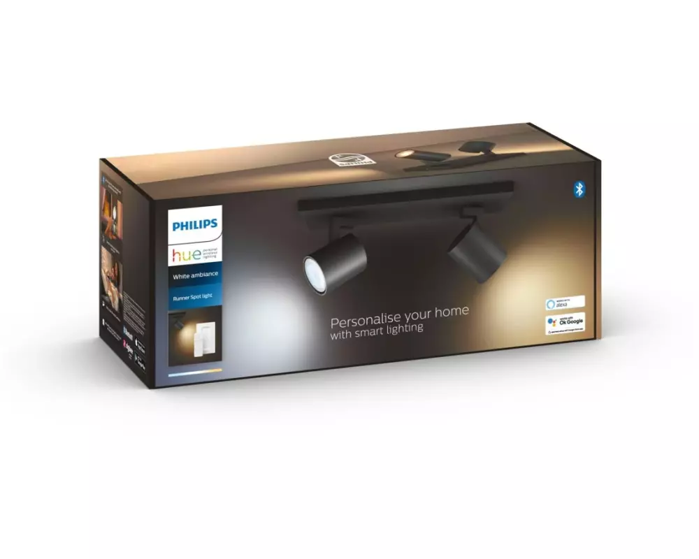 Philips Hue Aufbauspot White Ambiance, Runner, 2 x GU10, Schwarz