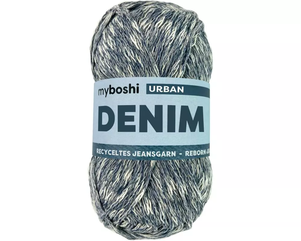 myBoshi Wolle Denim Urban Mittelblau gesprenkelt, 50 g, 135 m