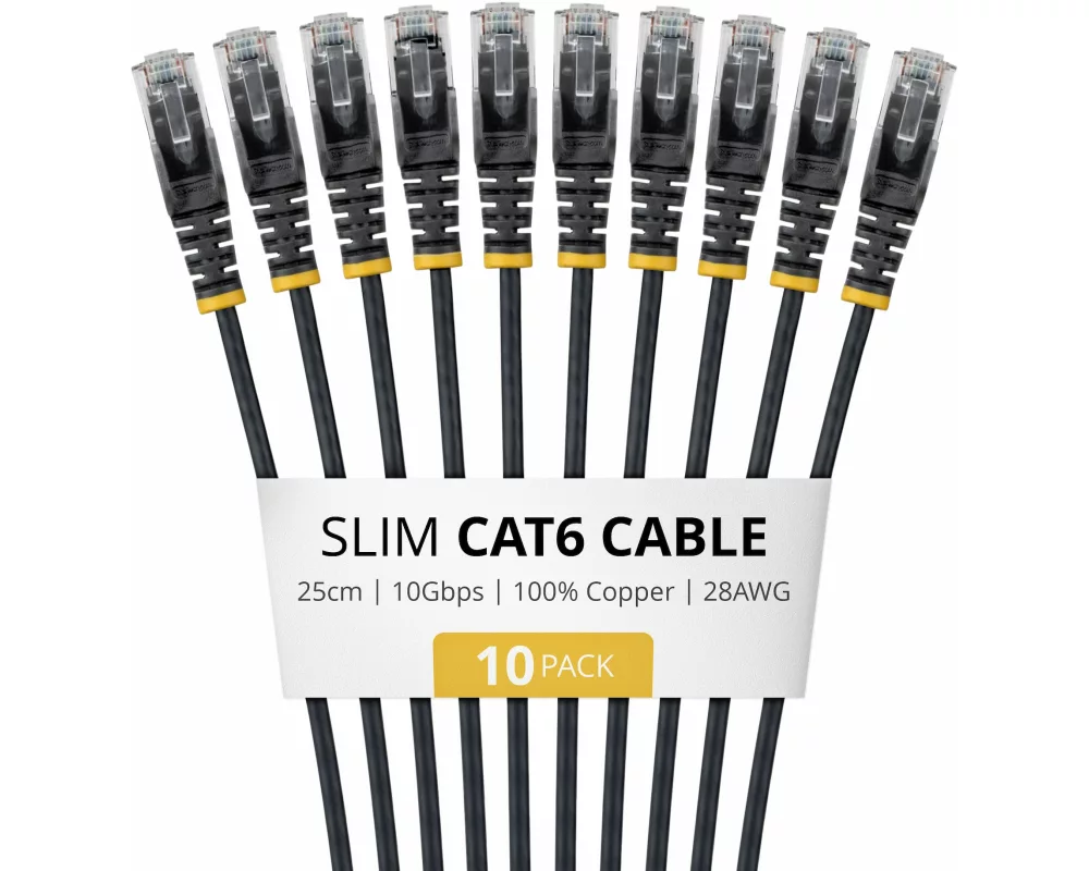 StarTech.com N6PAT25CMBKS10PK Netzwerkkabel Schwarz 0,25 m Cat6 U/UTP (UTP)