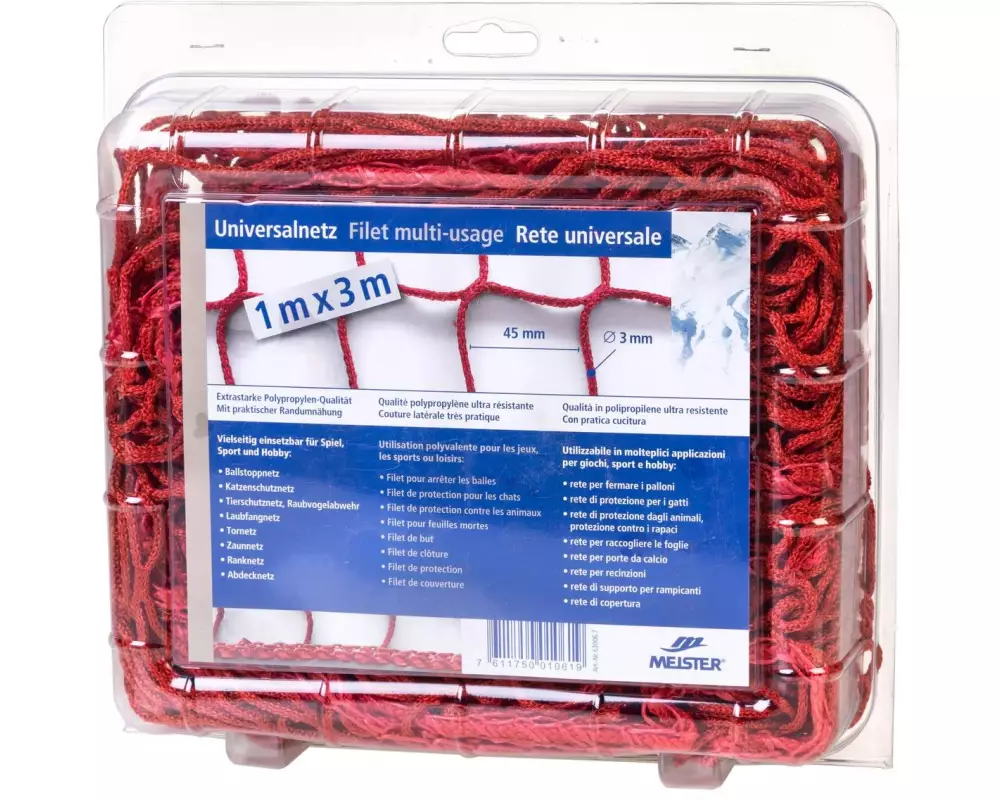 Meister Universalnetz knotenlos, Ø 3 mm / 1 x 3 m, Rot