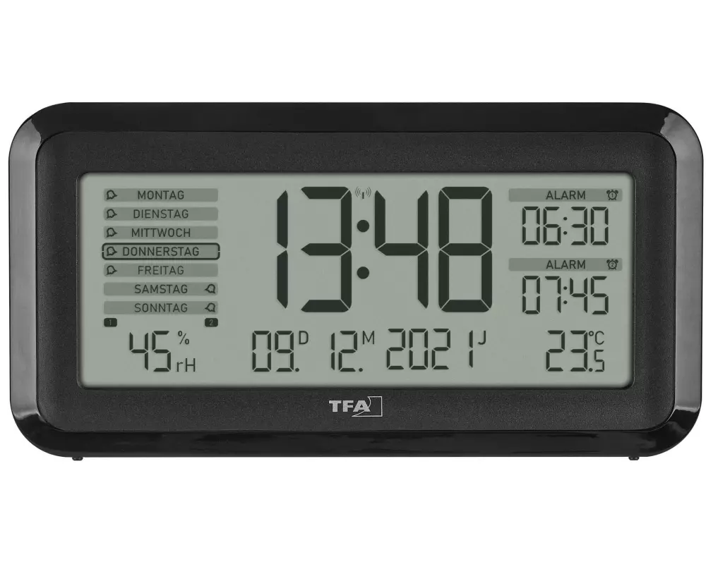 TFA Dostmann Funkwecker Boxx2 Schwarz