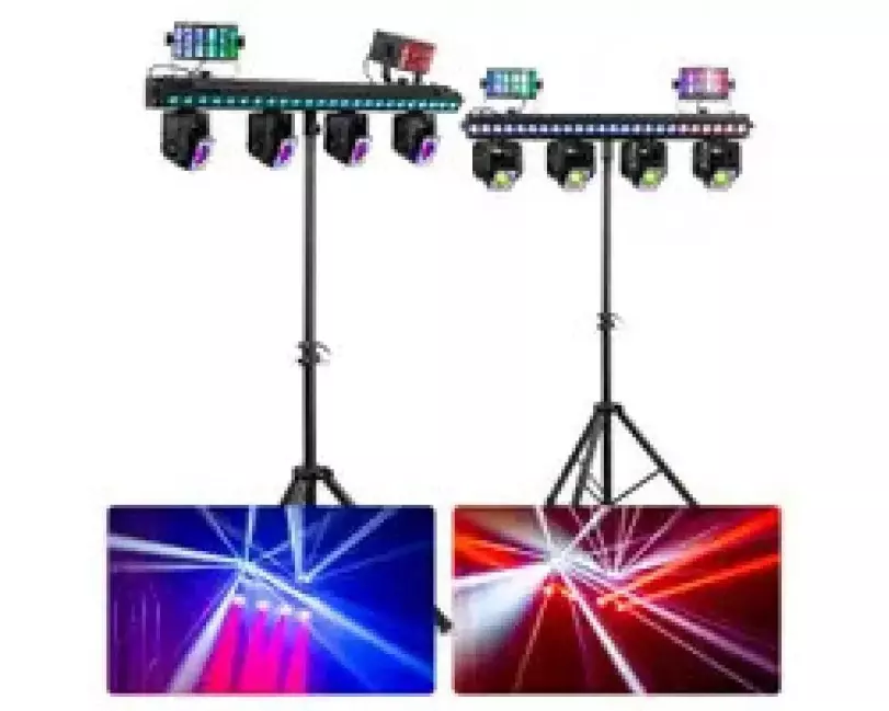 BeamZ ShowBar GO Ultra Moving Head Bar mit 4 Moving Heads LED Bar 2 Derby LED RGBW