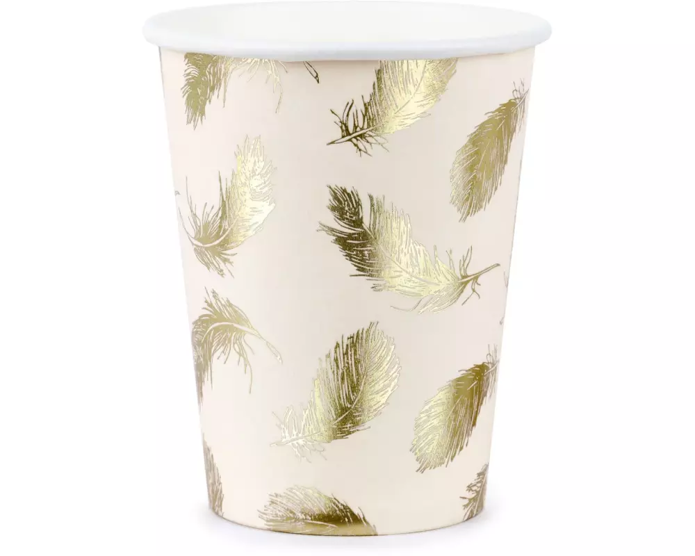 Partydeco Einwegbecher Lovely Swan 260 ml, 6 Stück, Gold/Hellrosa