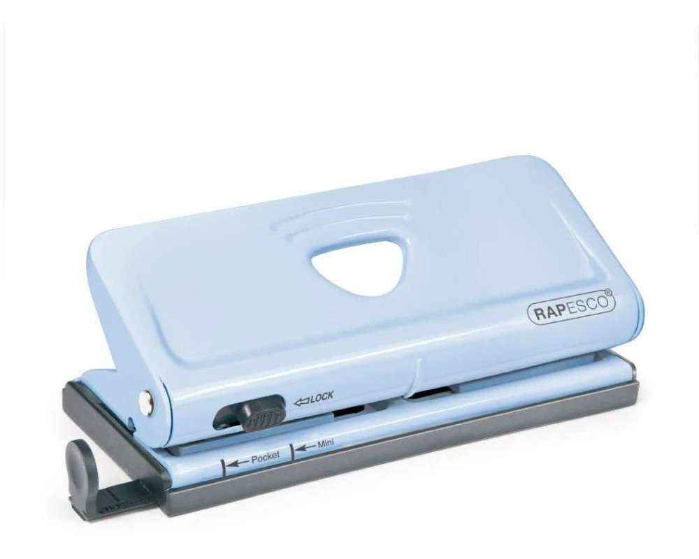 Rapesco Verstellbarer 6-fach Terminplanerlocher 10 Blatt, Hellblau