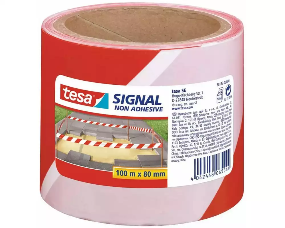 tesa Absperrband -Set Signal, 80 mm x 100 m, 4er Pack
