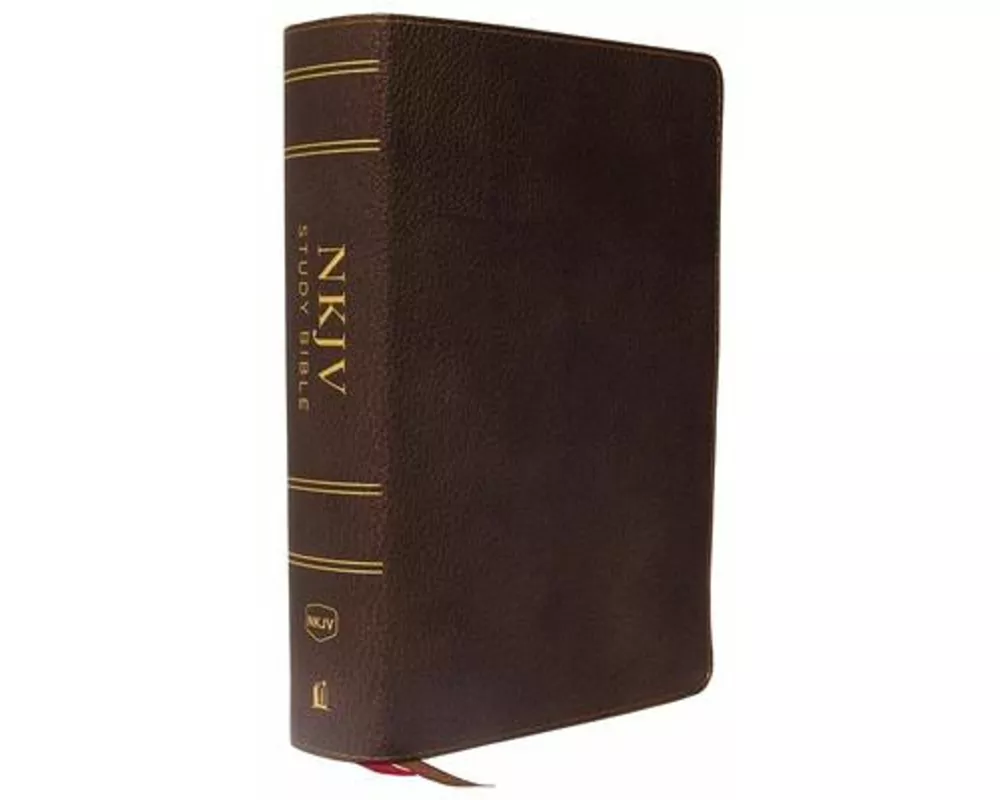 NKJV Study Bible, Premium Calfskin Leather, Brown, Full-Color, Thumb Indexed, Comfort Print