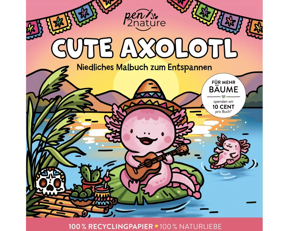 Cute Axolotl I Ausmalbuch für Erwachsene