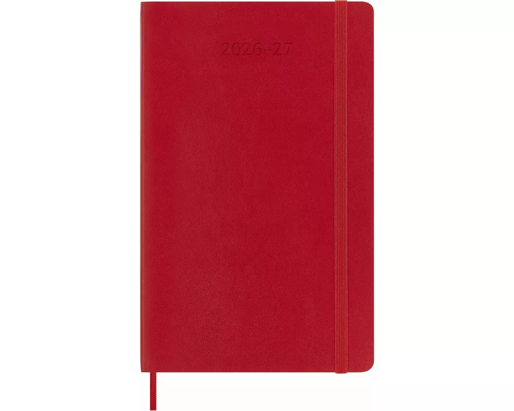 Moleskine 18 Monate Wochen Notizkalender 2026/2027, Large/A5, 1 Wo = 1 Seite, rechts linierte Seite, Weicher Einband, Scharlachrot