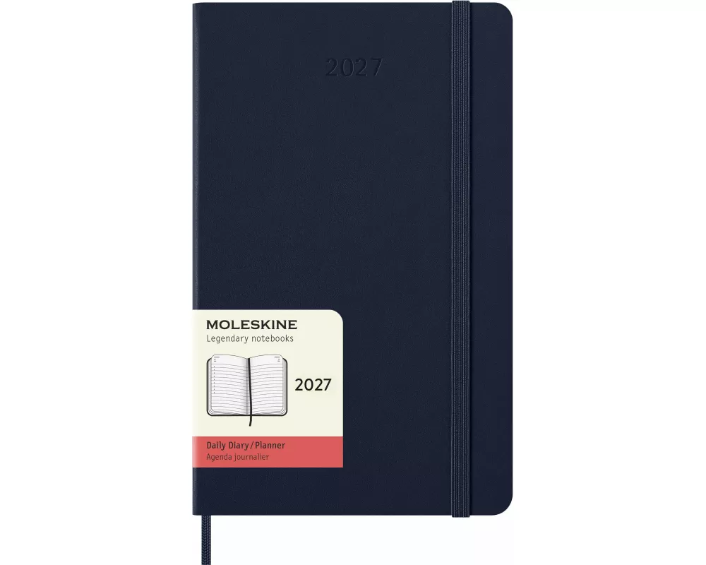 Moleskine 12 Monate Tageskalender 2027, Large/A5, 1 Tag = 1 Seite, fester Einband, saphir