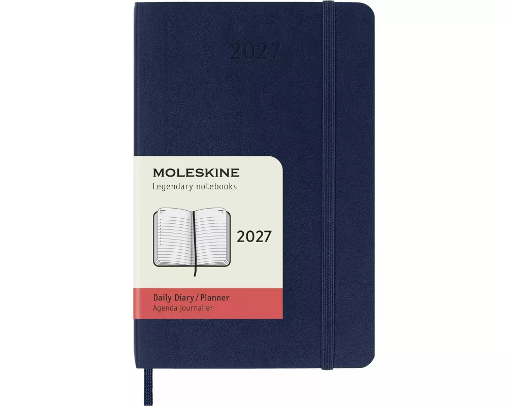 Moleskine 12 Monate Tageskalender 2027, Pocket/A6, 1 Tag = 1 Seite, weicher Einband, saphir