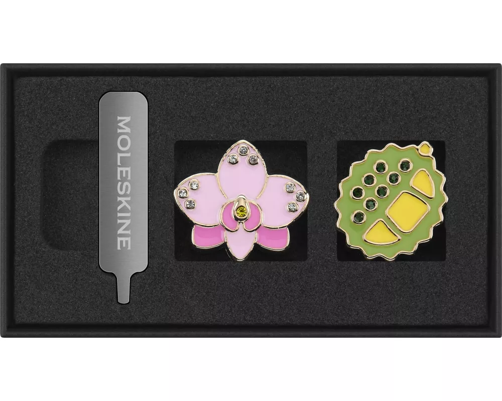 Moleskine Country Pins Singapur (2er-Set), Orchidee+ Durian