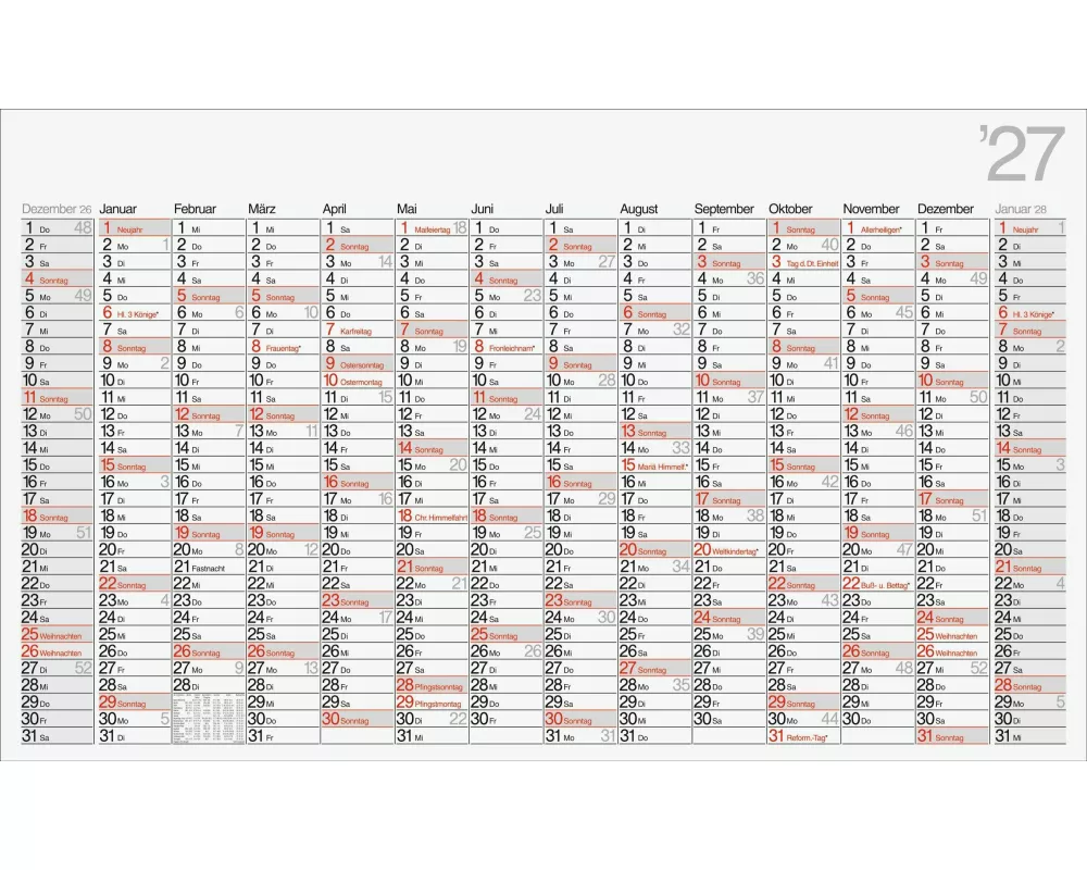 rido/idé 7033670007 Plakatkalender Mod. Office II 2027 1140×685 mm