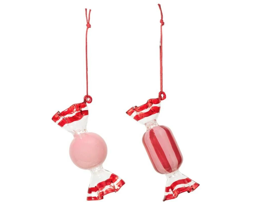 Broste Copenhagen Candy Ornament Aufhänger Dusty Pink/Red, 6 Stück
