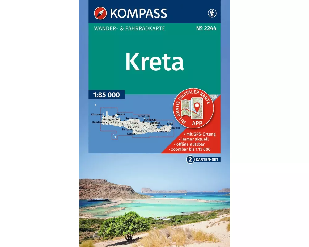 KOMPASS Wanderkarten-Set 2244 Kreta (2 Karten) 1:85.000