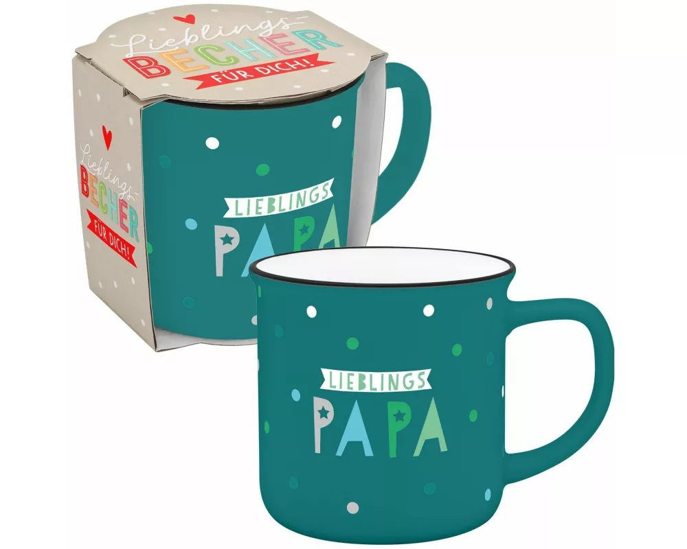 Becher in Emailloptik "Lieblingspapa"