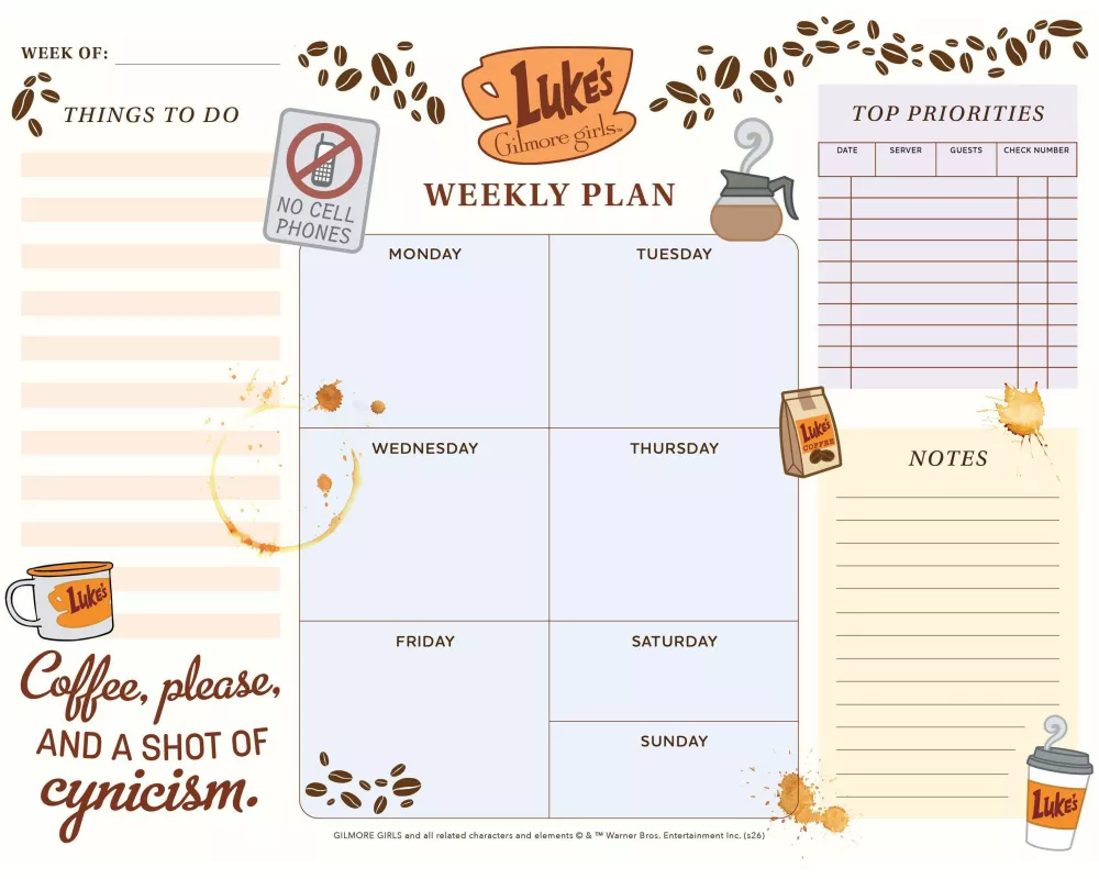 Gilmore Girls Weekly Planner Notepad