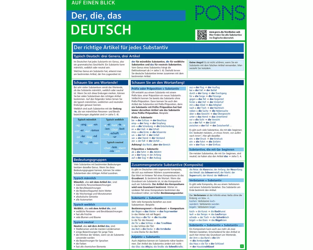 PONS Der, die, das Deutsch auf einen Blick