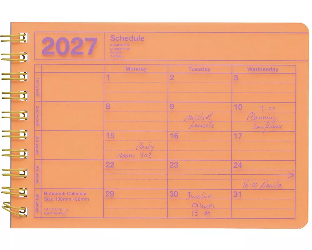 MARK'S 2027 Notebook Calendar XS // Orange