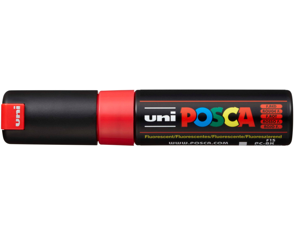UNI-BALL Posca Marker 8mm PC-8K F.RED fluo rot, Keilspitze