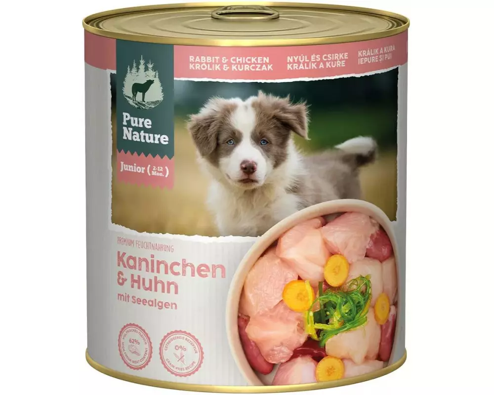 Pure Nature Nassfutter Junior Kaninchen&Huhn, 800 g