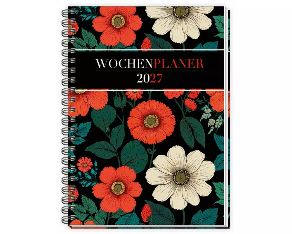 TRÖTSCH - Wochenplaner A5 mit Wire-O Blumen 2027