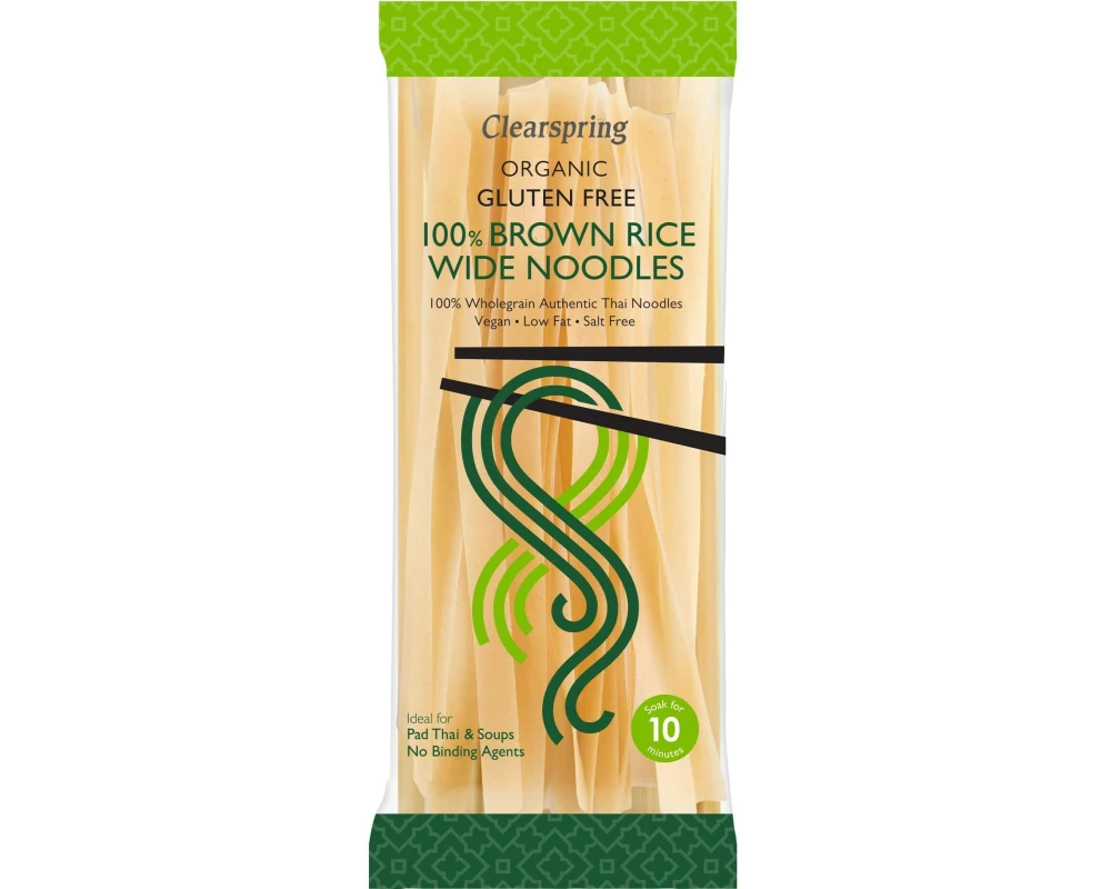Clearspring Teigwaren Organic 100% Braune Reisnudeln breit 200 g
