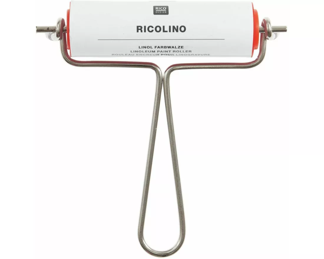 Linol Farbwalze 100mm, 30mm Durchmesser, Metallhandgriff