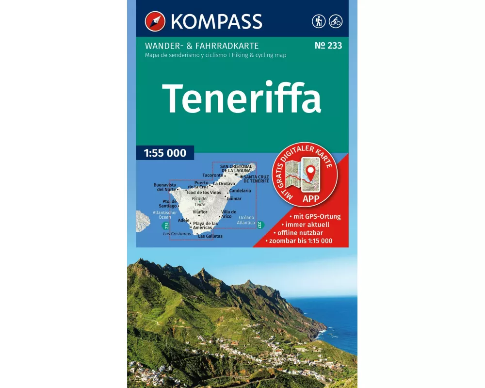 KOMPASS Wanderkarte 233 Teneriffa 1:50.000