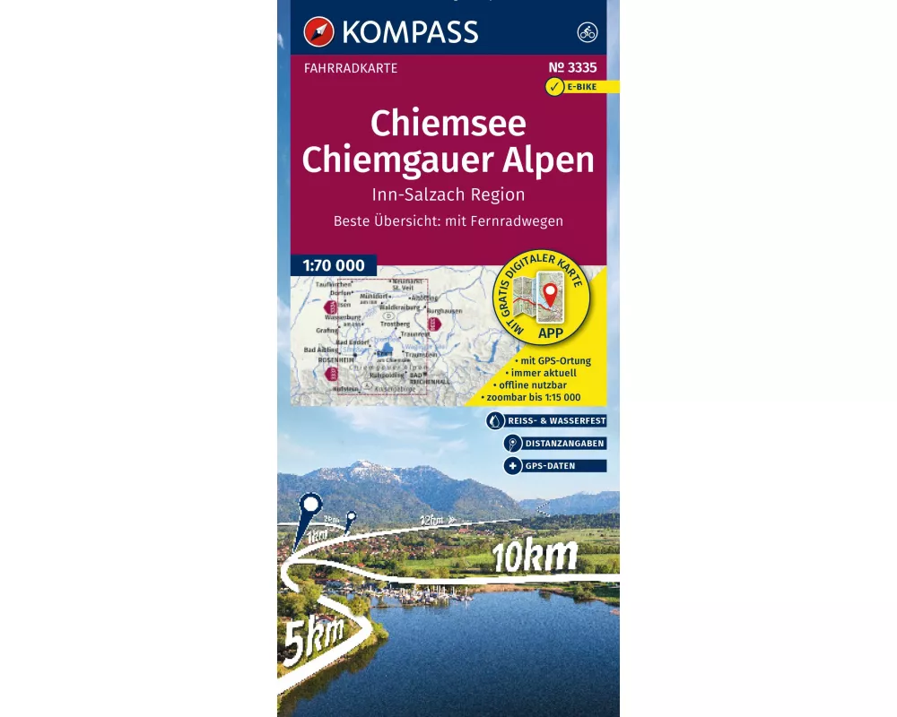KOMPASS Fahrradkarte 3335 Chiemsee, Chiemgauer Alpen, Inn-Salzach-Region 1:70.000