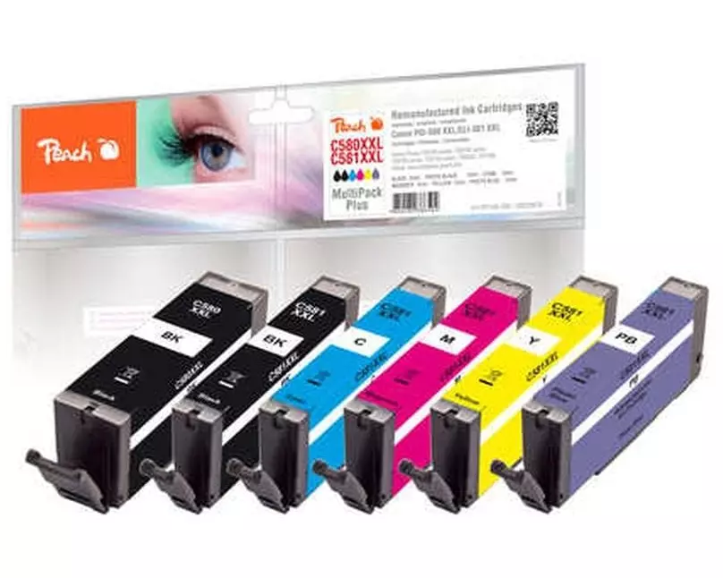 Peach Tintenset Canon PGI-580XXL / CLI-581XXL BK, PBK, PB, C, M, Y