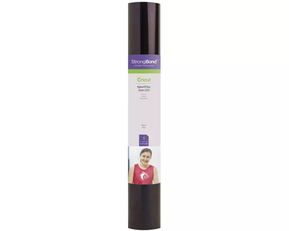 Cricut Aufbügelfolie Sportflex 30 x 61 cm, Schwarz