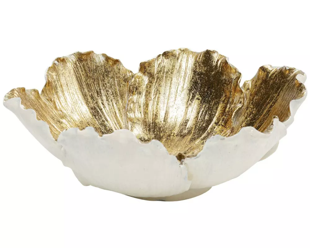 Kare Dekoschale Flower Bloom 20 cm, Creme/Gold