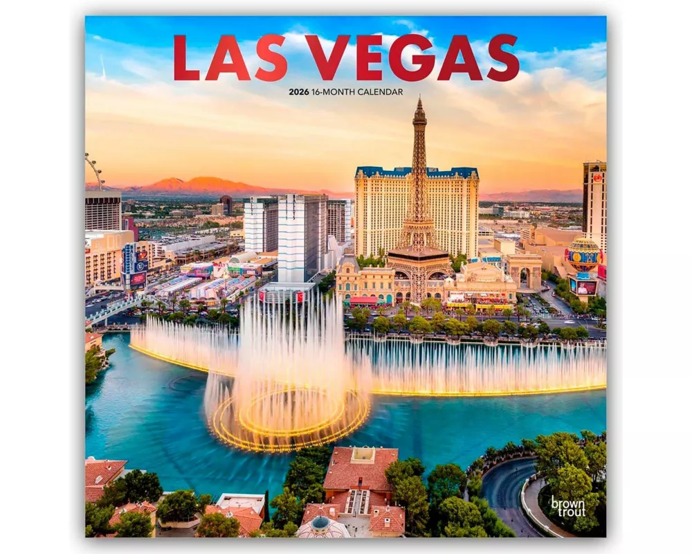 Las Vegas 2026 12 X 24 Inch (Hanging) Monthly Square Wall Calendar Foil Stamped Cover Plastic-Free