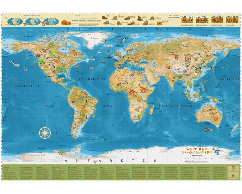 COLUMBUS Kinderweltkarte Welt der Dinosaurier