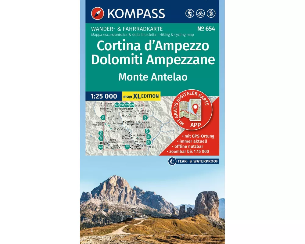 KOMPASS Wanderkarte 654 Cortina d'Ampezzo, Dolomiti Ampezzane, Monte Antelao 1:25.000