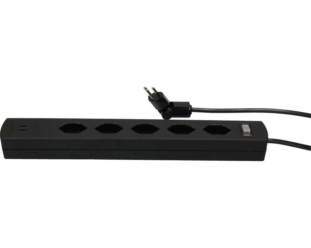Max Hauri Steckdosenl. Safety Line 5x Typ 13 90° sw Scha. USB Mag. 5m