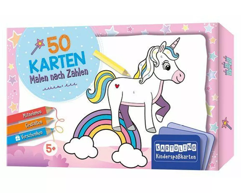 50 Karten Malen nach Zahlen - Regenbogenwelt