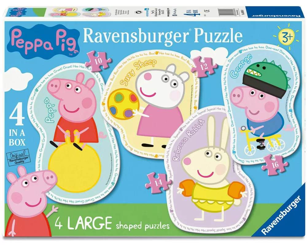Ravensburger Kinderpuzzle 06956 - Zeit für Spiel und Spaß - 4 konturgeformte Puzzles mit 10, 12, 14 und 16 großen, stabilen Puzzleteilen, für kleine P
