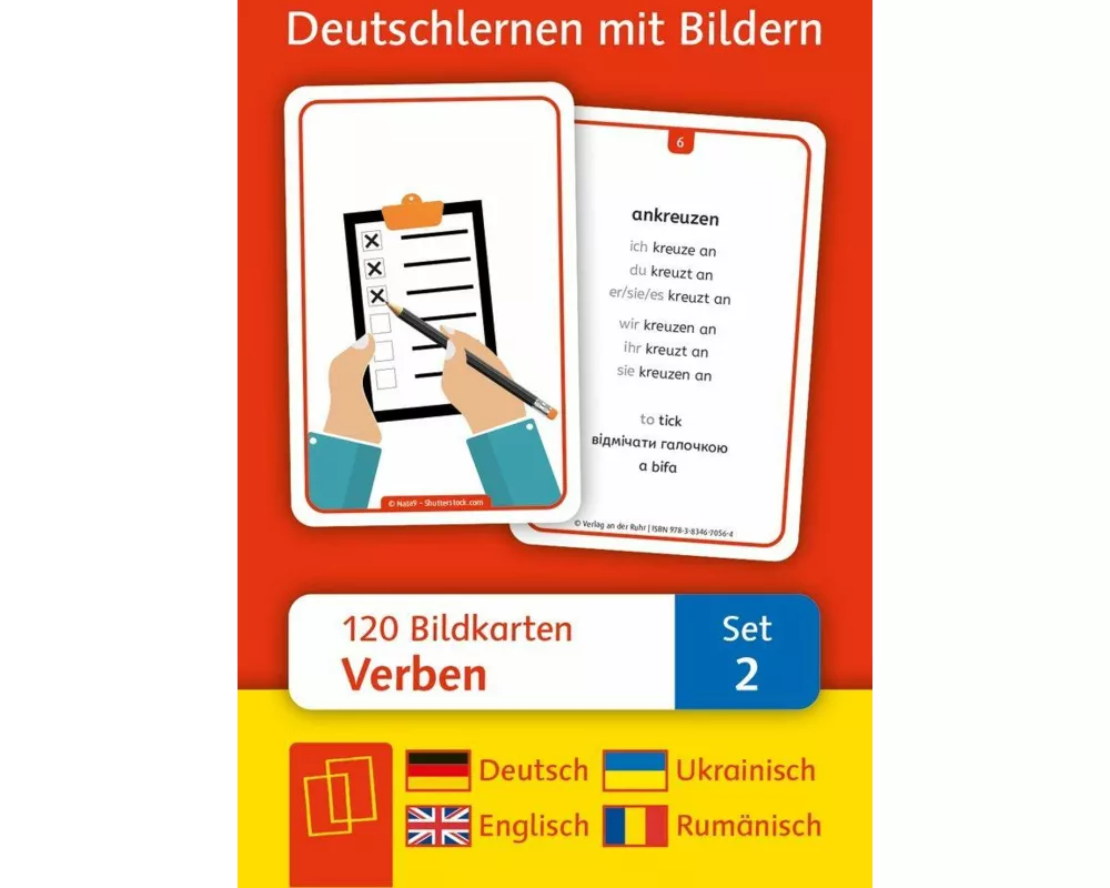 Verben: Set 2 - Deutsch, Englisch, Ukrainisch und Rumänisch
